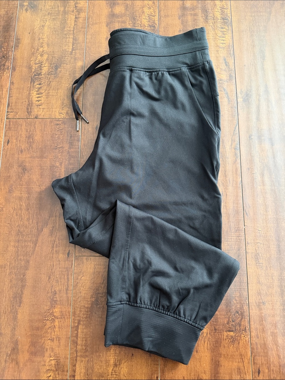 ZYIA Black Women's Track Joggers with Drawcord, 20 inch inseam